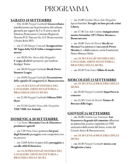 I prossimi appuntamenti della Sagra della Val d'Arbia