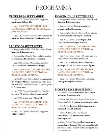 Sagra della Val d'Arbia 2026 - Programma del secondo fine settimana