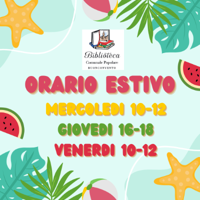 Orario estivo biblioteca comunale